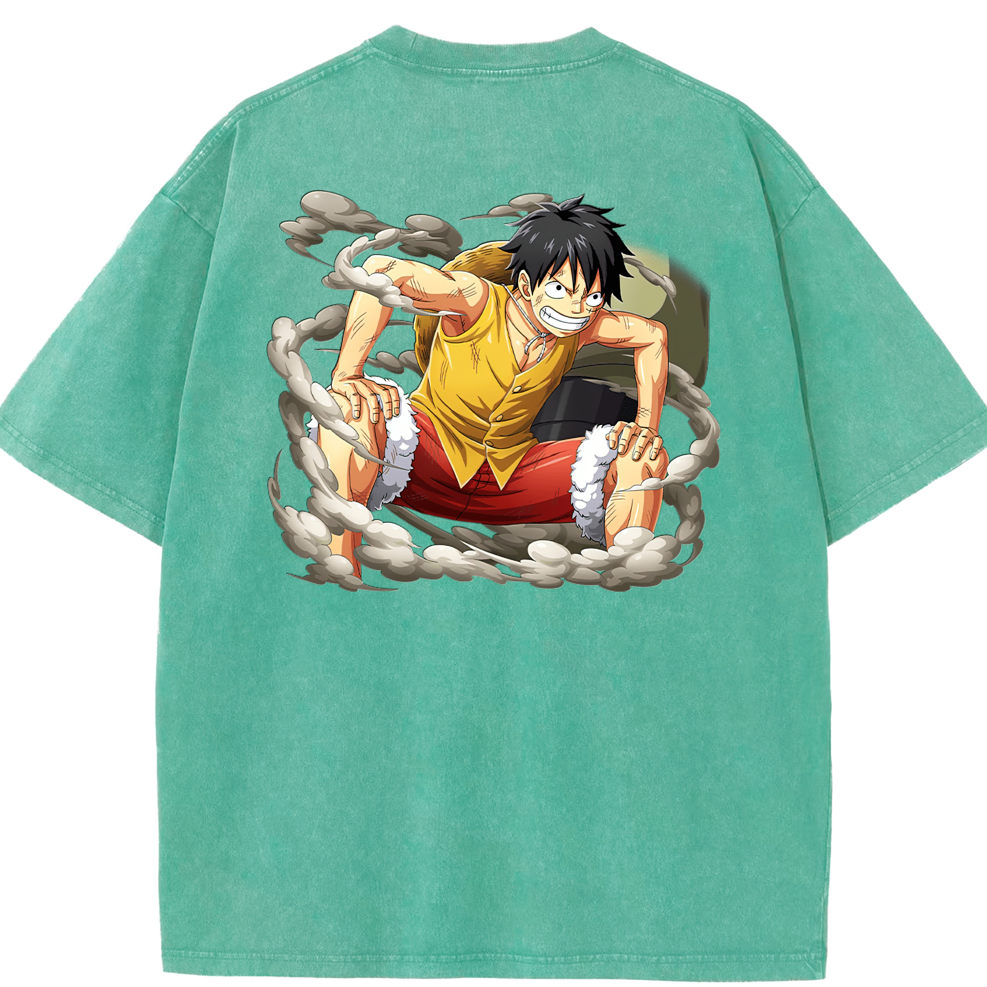 ワンピース モンキー・D・ルフィ ONE PIECE Monkey D. Luffy 綿100% ヴィンテージ風 半袖Tシャツ（背面プリント）